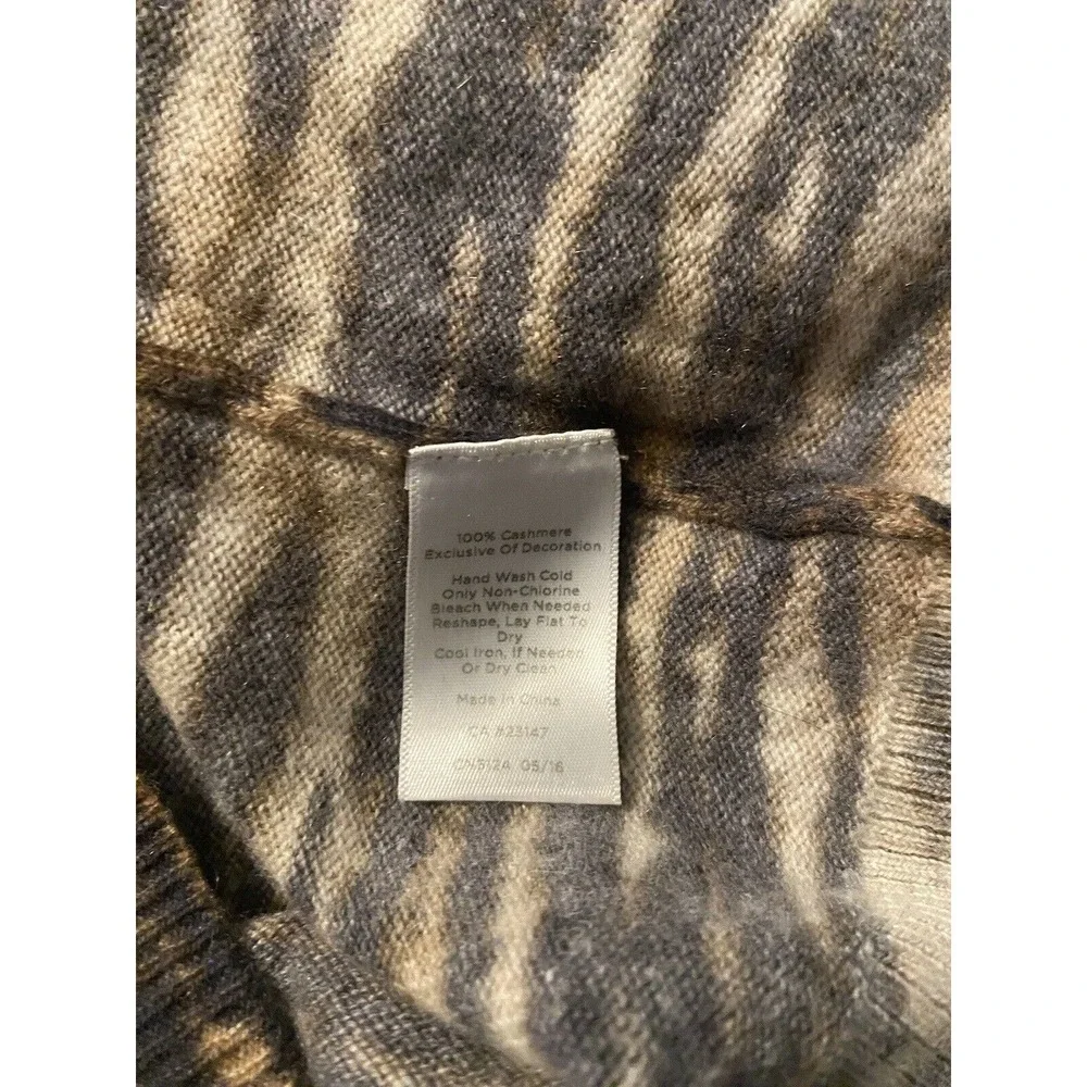 Talbots Sweater Womens Size S Small Animal Print Zebra 100% Cashmere Brown black